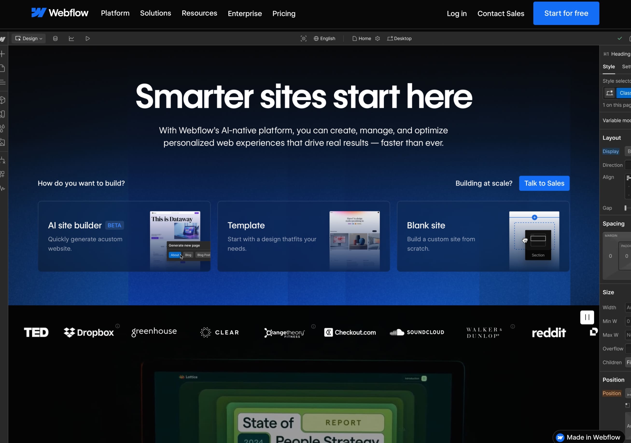 Webflow Homepage Screenshot