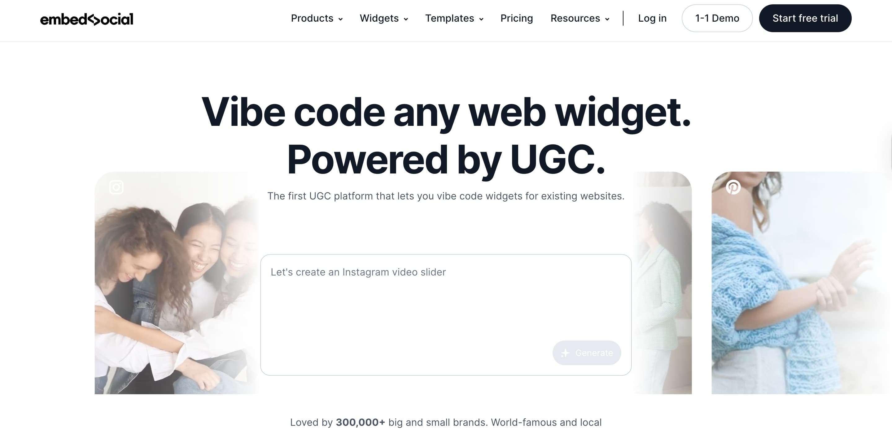 Screenshot of embedsocial homepage