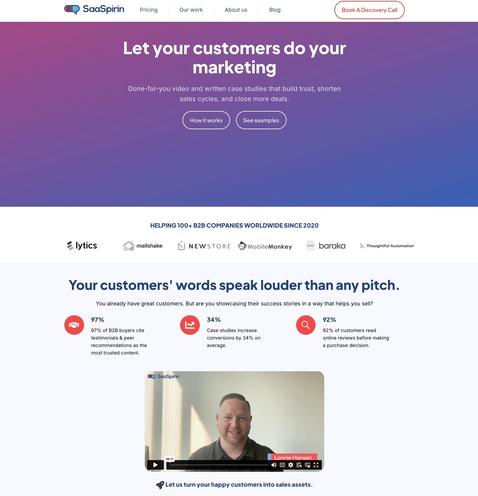 Screenshot of SaaSpirin homepage