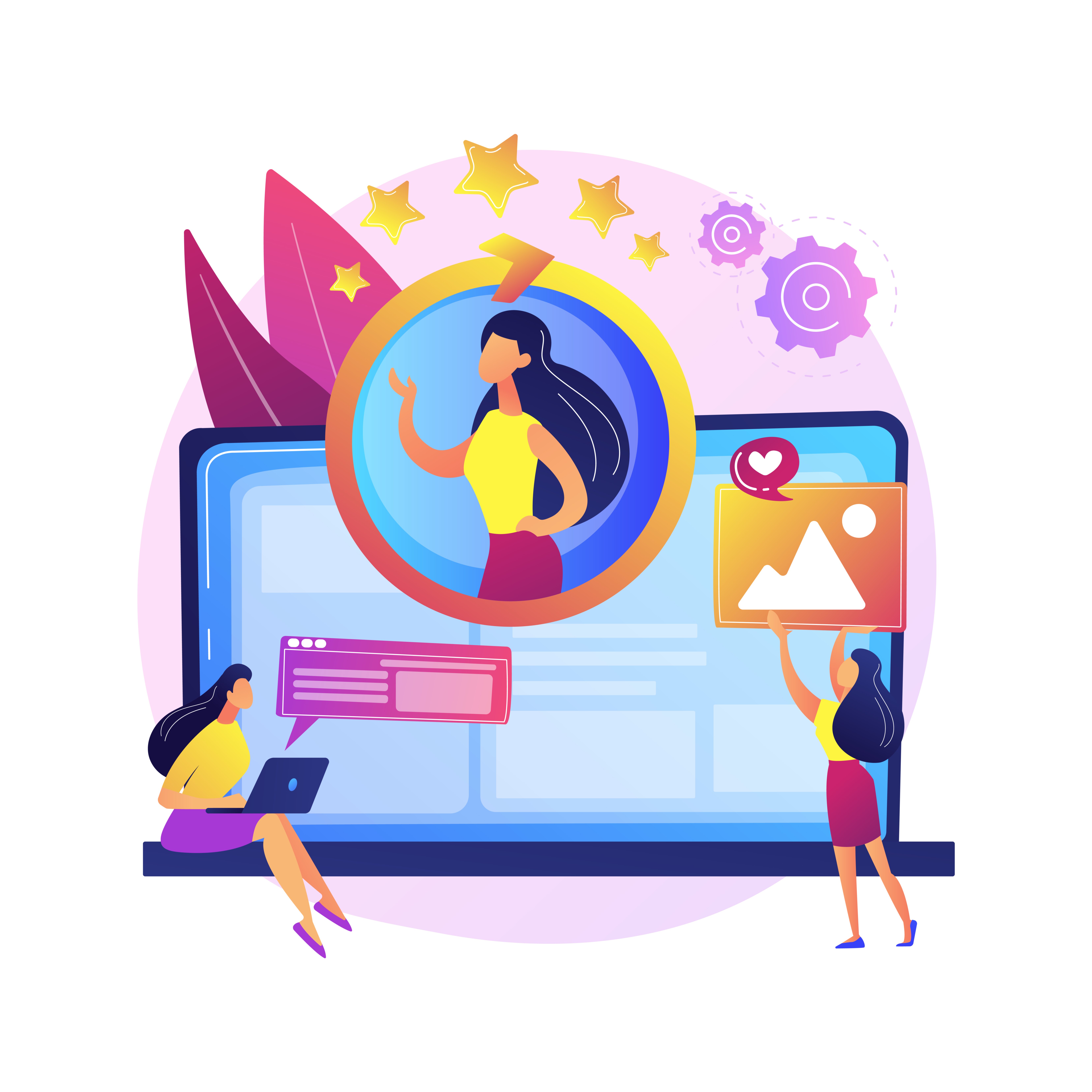 female account holder cartoon character