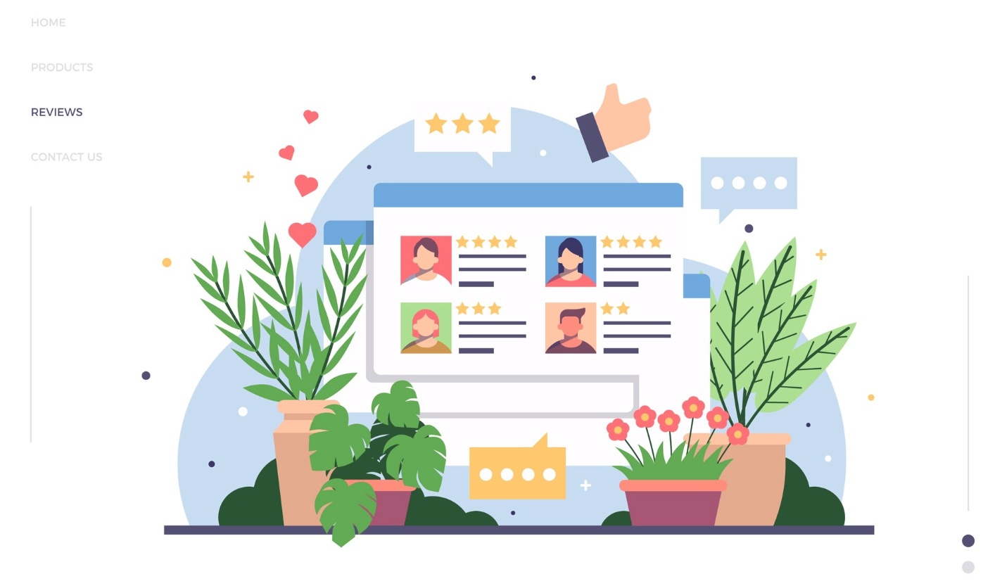 illustration of customer reviews on a screen