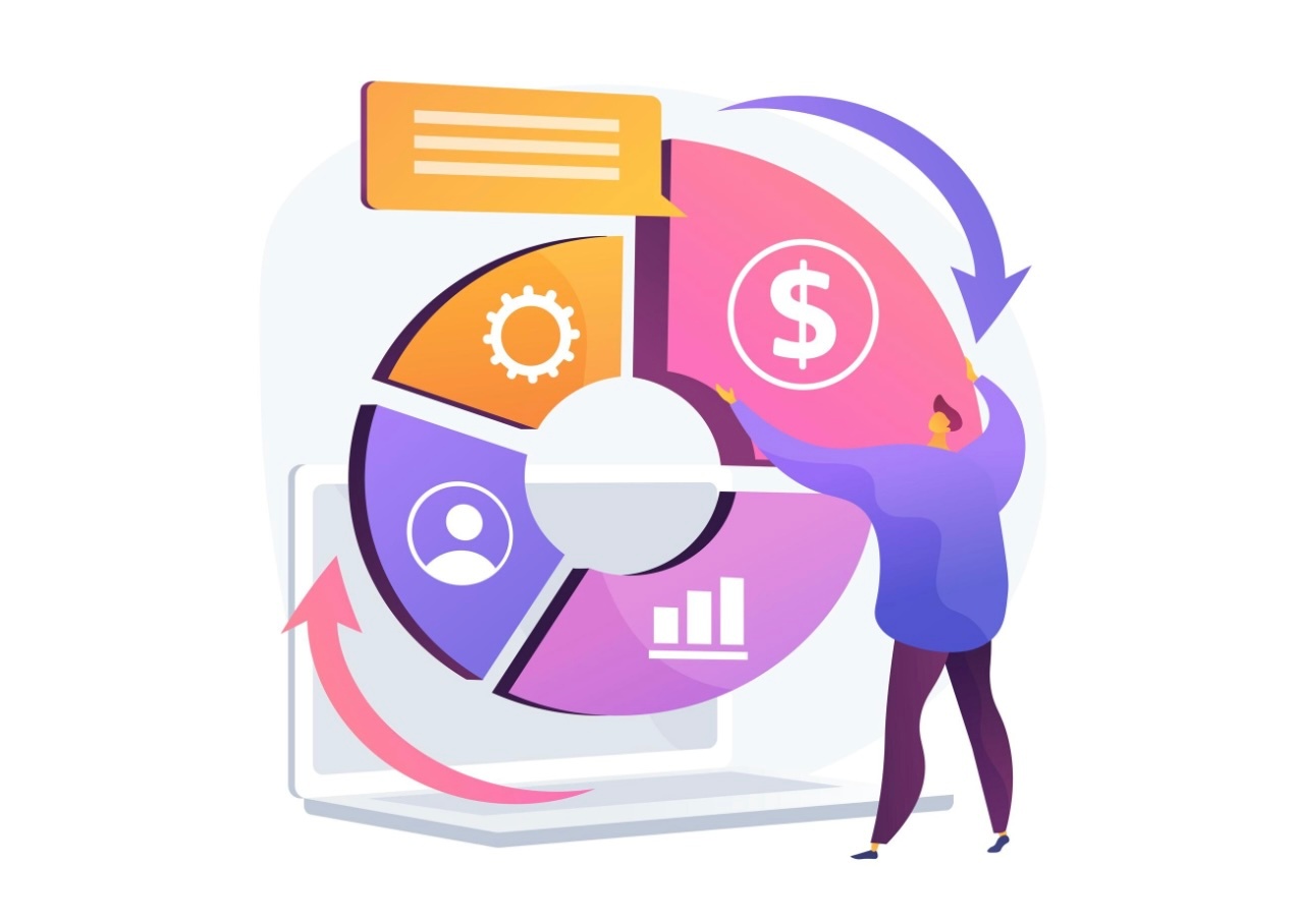 illustration of a man rotating sales cycle